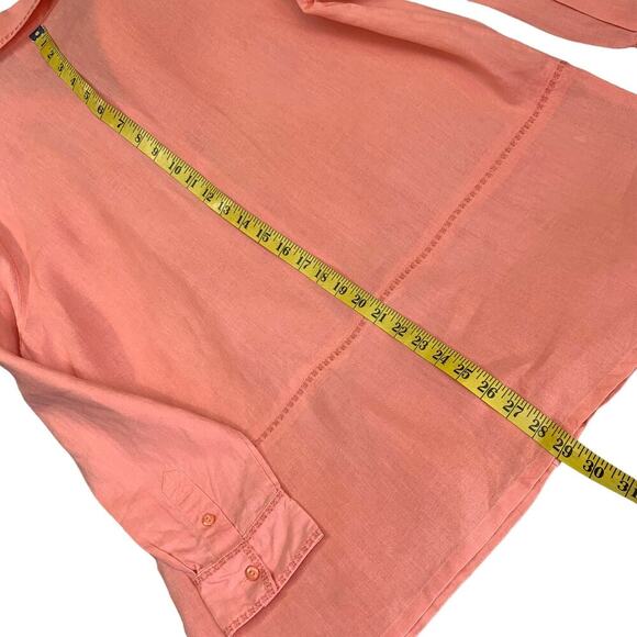 Westbound 100% Linen Long Sleeves Oversized Button Up Tops Shirt Size L Coral - Picture 12 of 13
